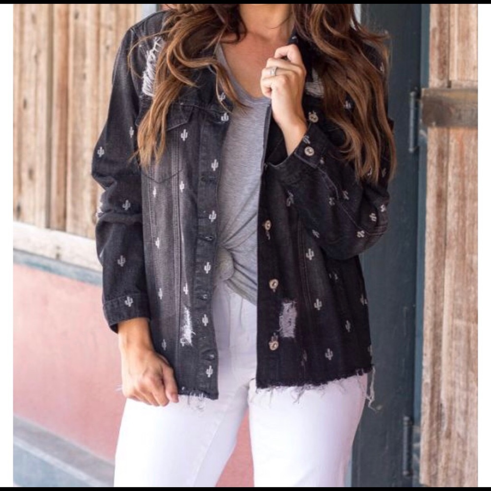 L&B distressed cactus denim jacket